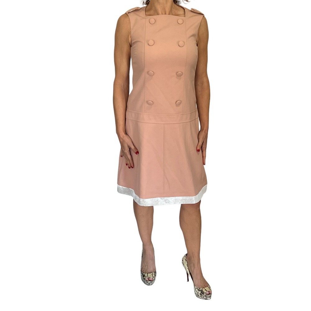 RED VALENTINO  PINK SLEEVELESS DOUBLE BREASTED TRENCH DRESS SZ 42 4/6